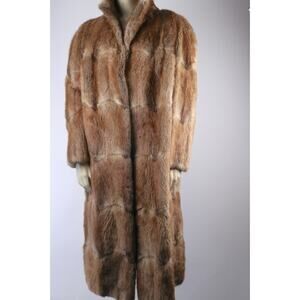 Muskrat Vintage Natural Brown Fur Full Length Long Winter Coat Luxury Size Sz M